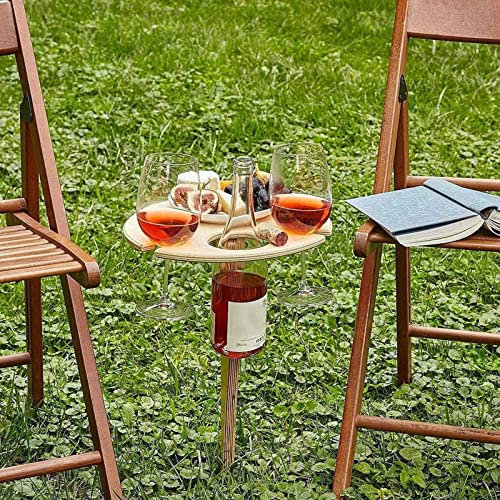 Klappbarer Picknicktisch mit Weinglashalter, tragbarer Holzrahmen für C und Esszimmer