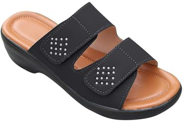 RLEHJN Sandales Femmes Orthopédique Compensées Sandale Confortable De Plage Pantoufles Femme Ete Respirantes Semelles Épaisses Anti-Dérapant Chaussures Bohemia Sandals À Scratch Solde