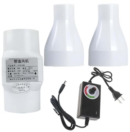 HBBursts 2 Inch Inline Fan, 12v Dc Inline Duct Fan, With 2 To 0.9 To 1 To 1.6 Multi-caliber Adapters, For Attic, Shoe Cabinet(Speed governor,50 mm to 25 mm)