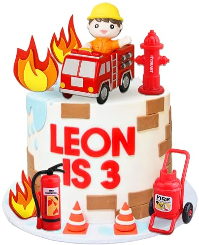 LaVenty Feuerwehrmann Geburtstag Tortendeko Feuerwehrauto Geburtstag Kuchen Dekoration Feuerwehrmann Geburtstag Party Dekorationen Feuerwehr Party Dekorationen
