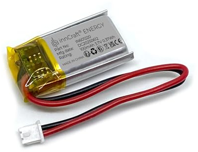 Batterie Lithium Polymère innCraft Energy 100mAh 3.7V, 20x12x6 Modèle 601220 2P Molex 51021-020 Connecteur 1.25mm