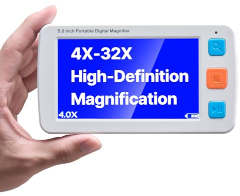 VEVOR Lente d'Ingrandimento Digitale, 127 mm Video HD per Versione Bassa, Zoom 4X a 32X, Ausilio di Lettura Elettronico 17 Modalità Colore, Uscita AV, con Maniglia e Luminosità a 5 Livelli