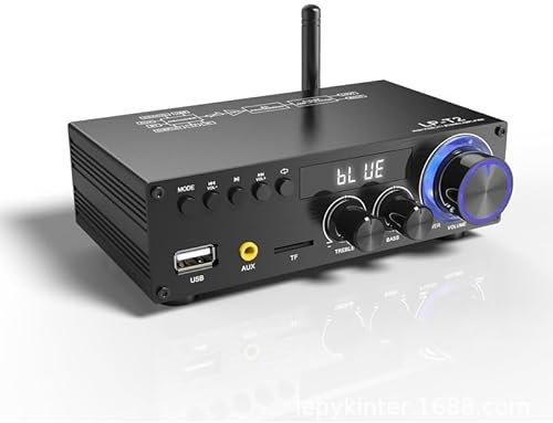 Tosuny Bluetooth 5.1 Stereoverstärker, 2.1 Kanal HiFi Digitalverstärker für Passive Lautsprecher, Heimkino Power Stereo Receiver mit USB/Speicherkarten/AUX/Digital Koaxialanschluss (50Wx2RMS)