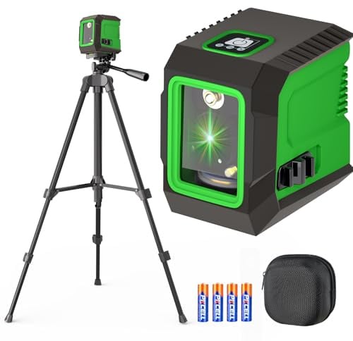 Lusweimi Nível Laser Autonivelante com Tripé de 127 cm, Laser Verde Auto-Nivelante de 360°, para Pendurar Quadros, Obras, Decoração Interior e Bricolagem, Inclui 4 Pilhas AA