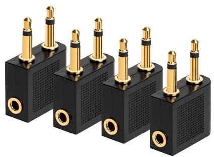 Mornavith 4 Pcs Airplane Headphone Adapters, Airline Headphone Adapter, Compact Airplane Jack Convertors for Flight Entertainment