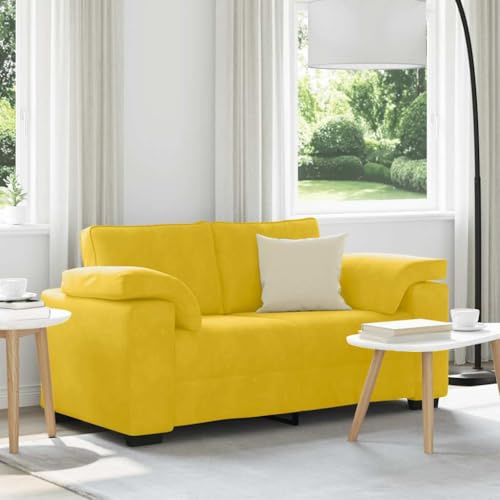 Frdhee Kleines Sofa Relaxsofa,Zweisitzer-Sofa Gelb 120 cm Samt,Chaiselongue für Wohnzimmer Schlafzimmer