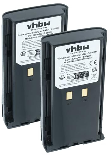 vhbw 2X Akku Ersatz für Kenwood KNB-52N | KNB-22N, KNB-21N, KNB-17N, KNB-17A, KNB-16A für Funkgerät, Walkie Talkie (1800 mAh, 7,2 V, NiMH)