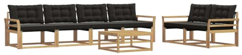 vidaXL Outdoor-Sofagarnitur 7 pcs Weiß und Schwarz 79 x 79 x 37 cm, Garten, modernes Outdoor-Sofa, Terrassen-Lounge-Set, Bequeme Sitzmöbel für gemütliche Abende