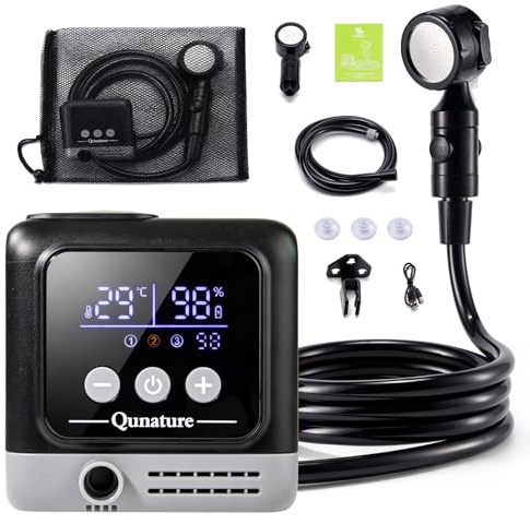 Qunature Doccia da Campeggio Portatile IPX8 con Display Digitale
