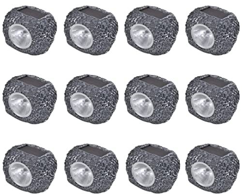 vidaXL 12x LED Solarlampe Stein Solarleuchte Gartenlampe Leuchte Dekoleuchte