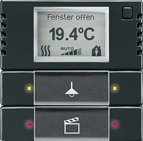 Busch-Jaeger Bedienelement 2/4-fach 6128/28-81 m.RTR,anthrazit Busch-Installationsbus KNX Bussystem-Raumtemperaturregler 4011395213698