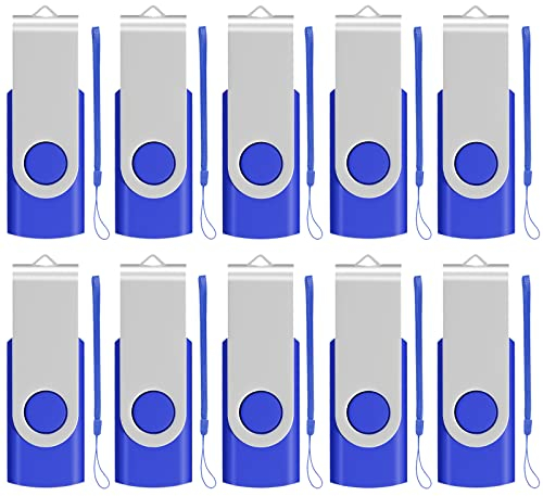 EASTBULL Einklappbarer 4GB USB 2.0 Transmemory Memory Stick, 10 stück Blau
