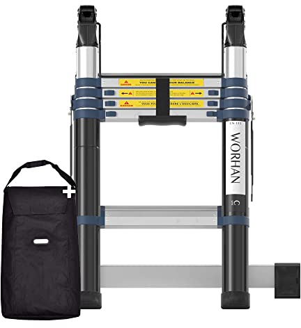 WORHAN® 3.2m TELESKOPLEITER 2 in 1 ANLEGELEITER KLAPPLEITER ALU TELESKOP Leiter MULTIFUNKTTIONS Leiter 320cm K3.2C+Bag