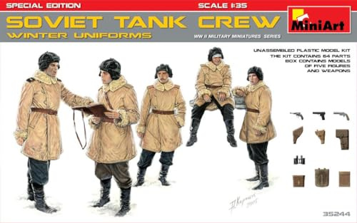 MiniArt 35244 1:35 Figuren Sov. Panzerbes. Winter (5) SE - originalgetreue Nachbildung, Modellbau, Plastik Bausatz, Basteln, Hobby, Kleben, Modellbausatz, Zusammenbauen, unlackiert