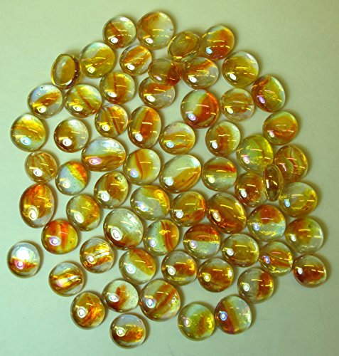 Ullmannglass Glasnuggets - Dekosteine - Muggelsteine, klein (Ø ca. 15-17mm) in transparent/rot (Feuer) irisierend zu 200g verpackt.