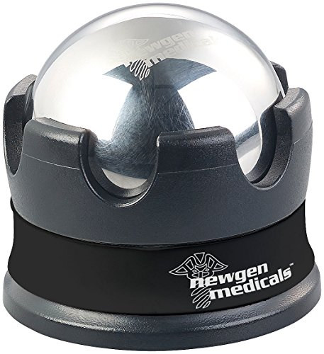 newgen medicals Massagekugel Metall: Kühlender Massage-Ball aus Edelstahl, mit 360°-Rotations-Halterung (Kühlender Massageball, Massageball Metall, Fuss Massager)