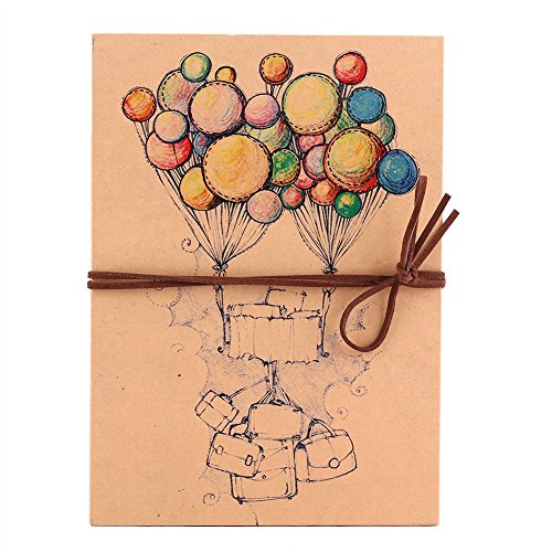 Akkordeon Sammelalbum Fotoalbum mit Ballonbild auf Cover, DIY Vintage Style Sammelalbum Kreative Kunsthandwerk, Kraftpapier