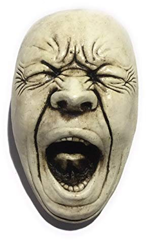 Gargoyle face YAWN Stone wall plaque for indoors or for the garden