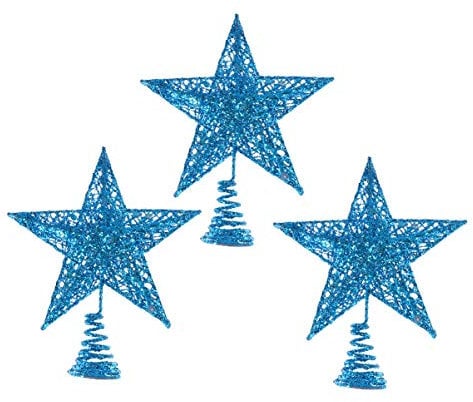 LIOOBO 3 Stücke Glitzer Weihnachtsbaumspitze Metall Christbaumspitze Baumspitze Baumschmuck Spitze Weihnachtsbaum Stern Weihnachtsstern Tischdeko für Weihnachten Deko