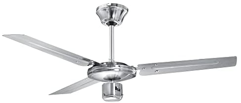 ProfiCare Deckenventilator PC-DVL 3071 3-Flügel-Ventilator für Räume bis 25 m², 4 Leistungs-Stufen, Reversefunktion für Sommer-und Winterbetrieb, 122cm Durchmesser, 60 Watt, edelstahl
