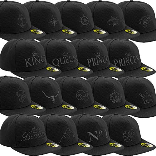 Nashville print factory Original Flat Peak Snapback Cap Bestickt mit Motiv Black Line Basecap Mütze (Widder)