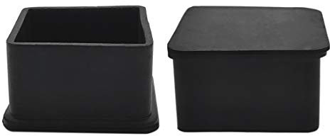 Flyshop Lot de 4 Capuchons de Protection de Sol pour Pieds de Table avec Embouts en Caoutchouc, épais, 5,0 x 5,0 cm (2-inch x 2-inch) carrés Noir