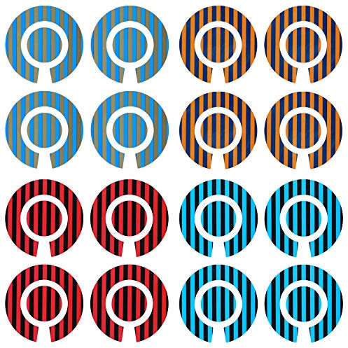 Acclaim Lawn Bowls Identification Stickers Markers Standard 5.5 cm Diameter 4 Full Sets Of 4 Self Adhesive Two Colour Striped Mixed Colours (D)