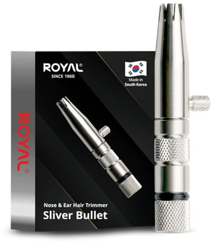 ROYAL [Made in Korea] Premium Nasenhaartrimmer für Männer Silver Bullet Manuell, Batteriefrei, Edelstahl, Wasserdicht, Schmerzlos mit patentiertem Mechanismus ET-3