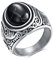 VQYSKOMänner Retro Schwarzes Türkis Ring-Agate stone Klassiker Retro Charm Künstlicher Türkis Steine Edelstahlring Herrenring mit Gravur(Schwarzes Türkis, 67 (21.3))