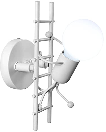LZGS Go Swing Bands Humanoid Wandleuchte kreativ Cartoon Wandlampen Innen Industrie Wand Lampe Lampe max für 60 W E27 Basis für Schlafzimmer Kinderzimmer Flur Restaurant Treppe (weiß)