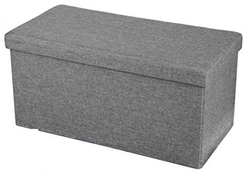 NIGMA Ottoman Large Storage Chest Box Storage Bedroom Living Room Non-Woven Fabric (Grey, Rectangle - 76cm x 37.5cm x 37.5cm)