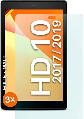 moex® FlexProtect Schutzfolie matt kompatibel mit Amazon Fire HD 10 (2017/2019) Folie gegen Reflexionen, Anti Reflex Displayschutz, matte Displayfolie, robust und Kratzfest – 3 Stück