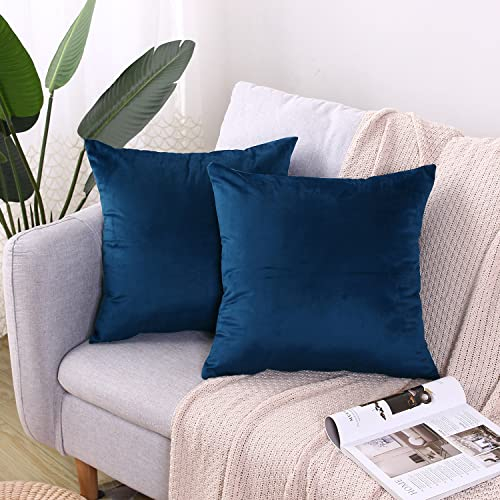 CXTAI Kissenbezug 50x50 cm (2er Set Samt) Kissenbezüge Sofakissen Dekokissen Kissenhülle Zierkissen - Blau
