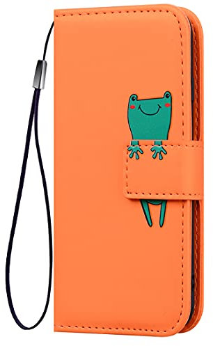 XINNI Handyhülle für Google Pixel 4a 5G Hülle, PU/TPU Retro Klappetui Stoßfeste Schutzhülle Flip Magnetisch Telefonhülle Case Cover, Orange