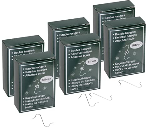 MIK funshopping Kugelaufhänger S-Haken für Weihnachtsbaumschmuck, Schnellaufhänger Weihnachtskugelaufhänger, 33 mm (300 Stück -33 mm lang, Silber)
