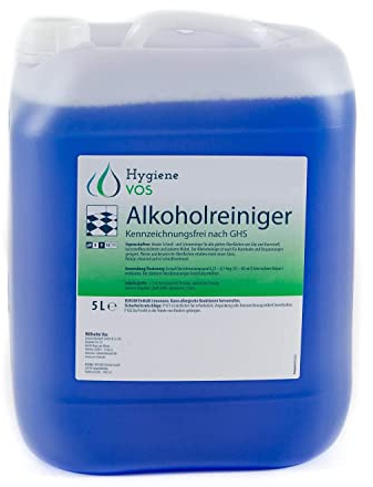 Hygiene VOS Schnellreiniger Alkoholreiniger mit Duft 5 Liter. Schonreiniger für glatte Oberflächen wie Glas, Kunststoff sowie lackierte Möbel und Kunstleder