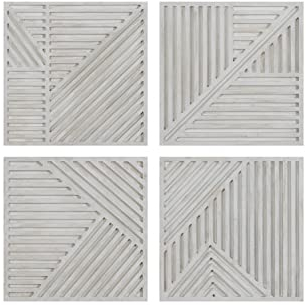 KunstLoft Wanddeko Holz rustikal | 100% HANDGEFERTIGT | 100x100x4cm | Holzbild 'Musterhaftes Quartett' | Geometrische Kunst | Grau | Wandbild Holz