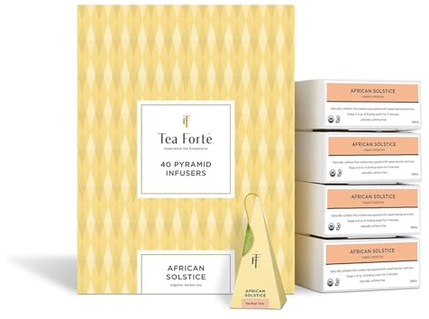 Tea Forte African Solstice | Lot de 40 pyramides d'infusion | Thé aux herbes bio