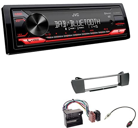 JVC KD-X282DBT 1-DIN Digital Autoradio DAB+ Bluetooth USB Einbauset passend für BMW Z4 2003-2008 anthrazit Roadster, Coupe