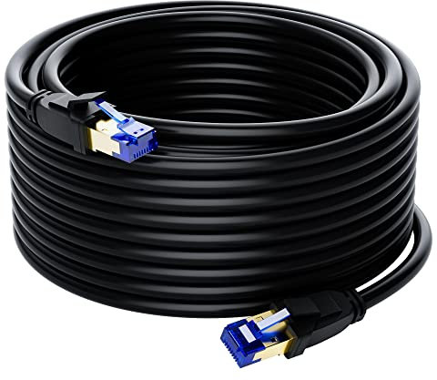 Cat8 Ethernet Cable 100FT, Outdoor, Double Jackets(PVC+LLDPE), Waterproof, Direct Burial, in Wall/Ground, 40Gbps, SFTP, POE, Network, Internet, Cat 8 Cord Supports CAT7A, CAT7, CAT6A, CAT6, CAT5E