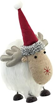 X-MAS Art Collection Weihnacht Deko Schaf Sabine wackelnd 35 cm weiß mit Mütze