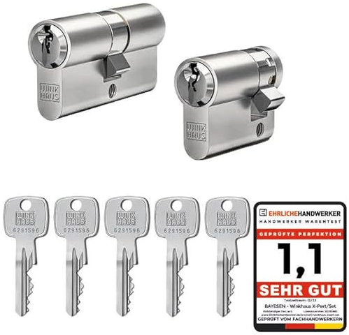 Winkhaus X-pert Profilzylinder, Knaufzylinder, Halbzylinder, Schließsystem Türzylinder Schließzylinder Zylinder Turschloss verschiedene Längen Set (2er Set | 1 Profilzylinder & 1 Halbzylinder)