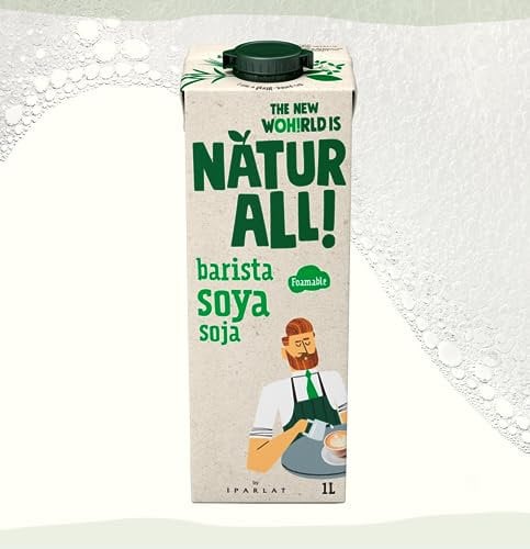 NATUR ALL | Barista Soya Drink 1L - Delicious fluffy and light foam, With Calcium and Vitamins, 100% Plant-Based, Vegan (6 unit box)