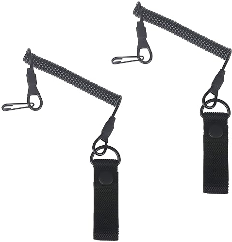 ZDNT 2 Pcs Spirale Schlüsselringe Schwarz Spiral SchlüSselanhänger Paracord Tactical Lanyard Elastisches Sicherheitsseil Tactical Lanyard Spiral Schlüsselanhänger für Angeln,Wandern,Jagen,Bergsteigen