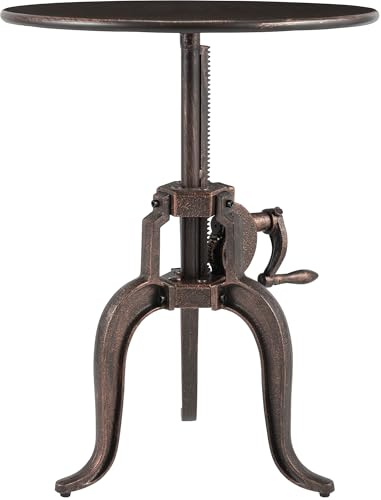 CLP Beistelltisch Couch höhenverstellbar Marcos, Couchtisch rund Metall 50 cm Durchmesser für Wohnzimmer und Esszimmer, Industrial Stil, Farbe:Bronze