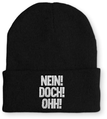 tshirtladen NEIN! DOCH! OHH! Statement Beanie Mütze mit Spruch, Farbe: Black