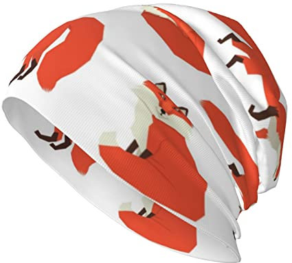 ButxeT Strickmütze, Wilde Tiere, rote Füchse, Beanie-Mützen, lustiger Stretch-Schal, Kopfwickel, multifunktionale Kopfbedeckung