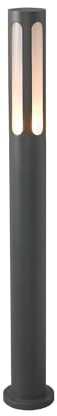 Licht-Erlebnisse Pollerleuchte Schwarz IP42 E27 H: 100 cm Ø 9 cm schmal Glas Aluminium blendarm Modern Stehleuchte außen Hof Garten Wegeleuchte