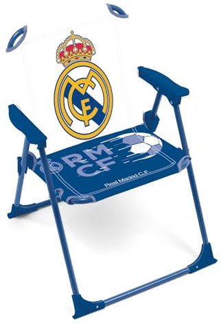 ARDITEX Klappstuhl mit Armlehnen von Real Madrid, 38 x 32 x 53 cm, geeignet für Garten, Camping, Strand oder Berge, ideal für Jungen und Mädchen.