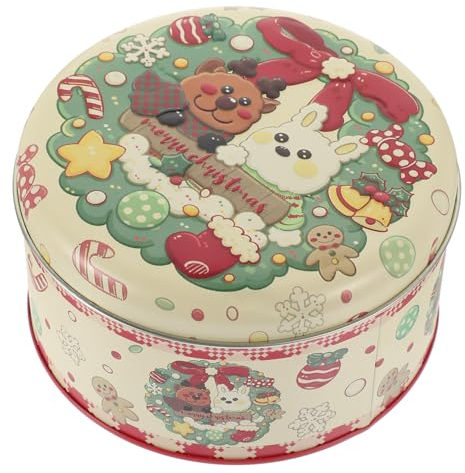 Caja Latas De Panadería De Navidad Latas Navideñas Con Tapa Lata De Dulces De Navidad Latas De Galletas De Metal Latas De Galletas Con Tapas Caso De Azúcar Ronda Hojalata